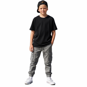 𝅺Gap Kids Gray Elastic Waist Cargo Pants Joggers Cuffed Ankles Boy Youth Large